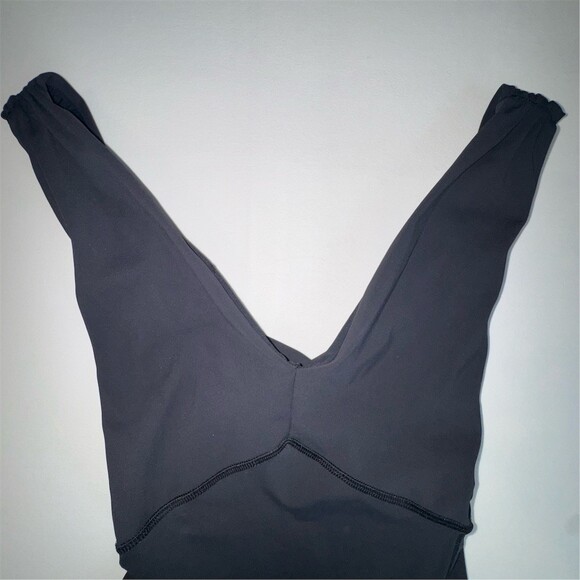 Lululemon City One-Piece bodysuit Womens L/XL Black Cross Back Open Back Yoga - Picture 7 of 15